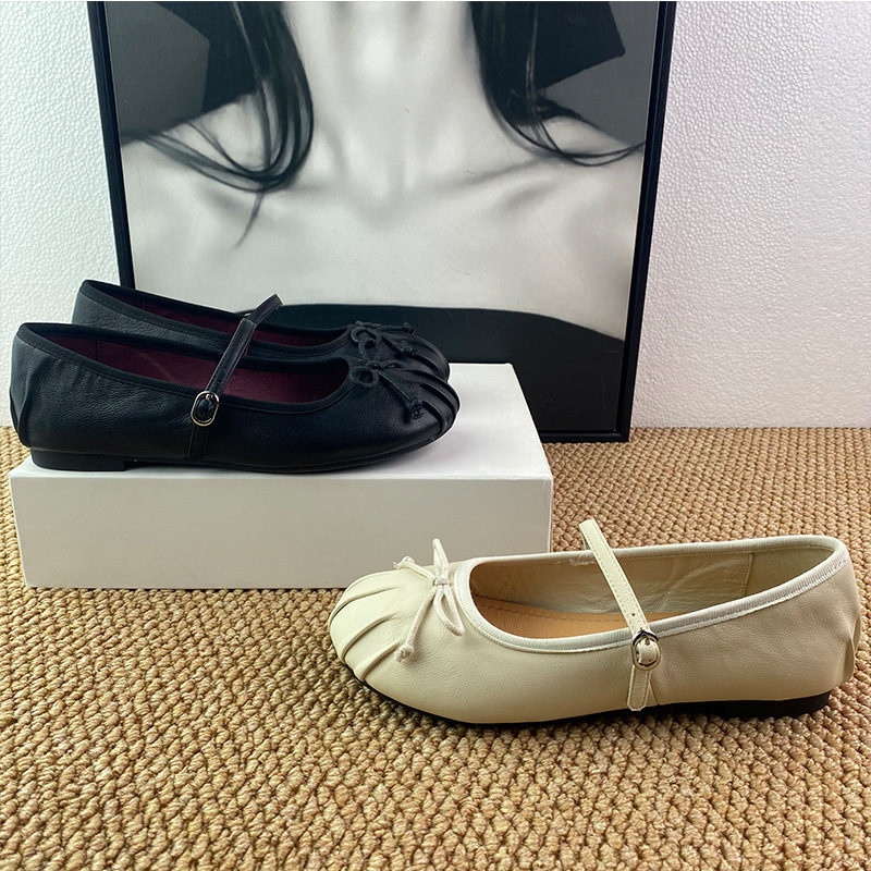 Women's Summer New Style Shallow-Mouthed Single Shoes with Bowknot, Korean Style Soft-Soled Ballet Shoes, Casual and Versatile Fashionable Single Shoes