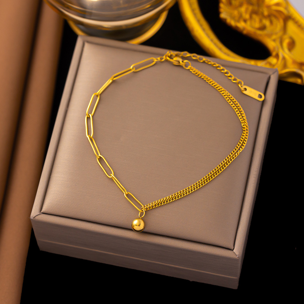 Europe and the United States cross-border wholesale small gold ball anklet women 2023 New Tide will respond to 18K gold net red high sense