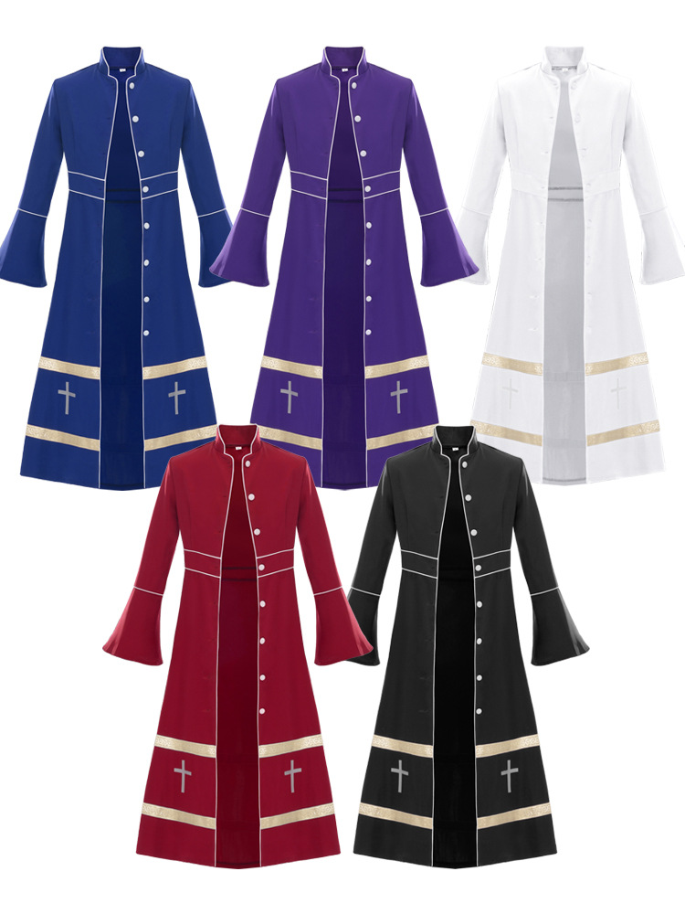 Medieval Monk Priest Cosplay Costume Halloween Clergy Dress Robe Cosplay Role Play