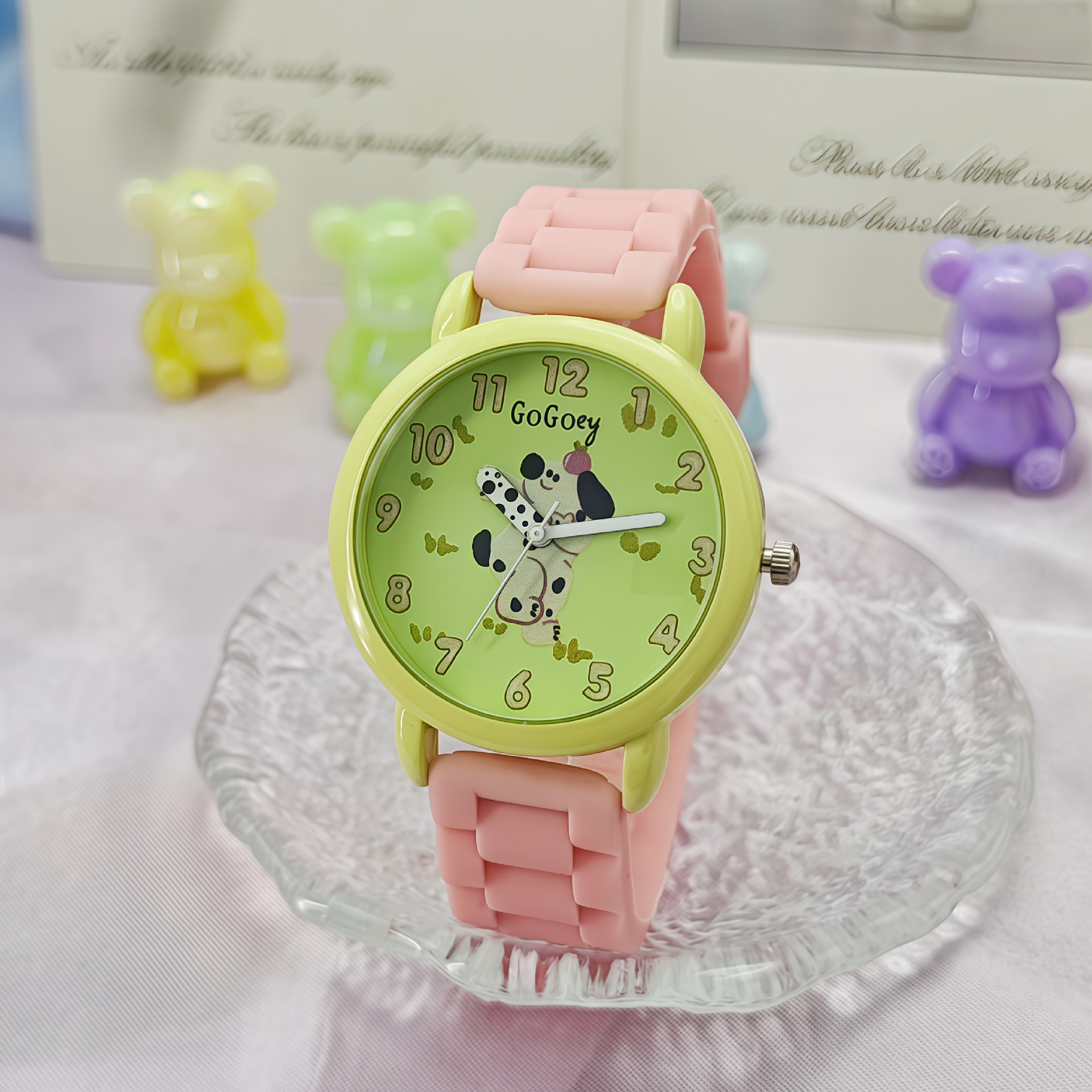 Popular Cute Cartoon Children's Watch for Middle and High School Students, Girls' Dopamine Silicone Strap Watch Wholesale