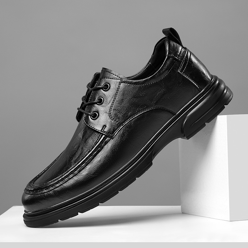 Cardile Crocodile Leather Shoes Men's Wedding Business Formal Wear Genuine Leather Large-Toe Derby Thick-Soled Casual Low-Cut Boots