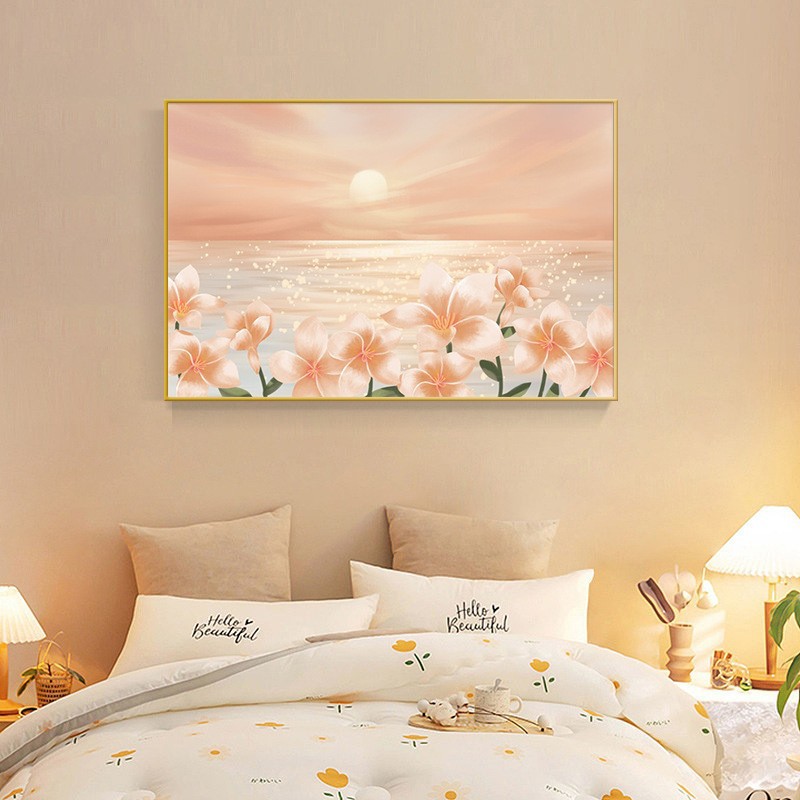 Nordic Style Bedroom Decorative Painting Cream Style Sunrise Seascape Bedside Hanging Painting Living Room Master Bedroom Room Background Wall Mural Painting