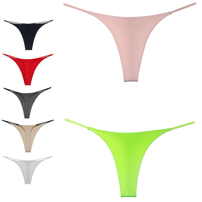Lemon lure new double thin belt seamless thong fitness low waist bikini swimming trunks women's T-shaped sexy underwear