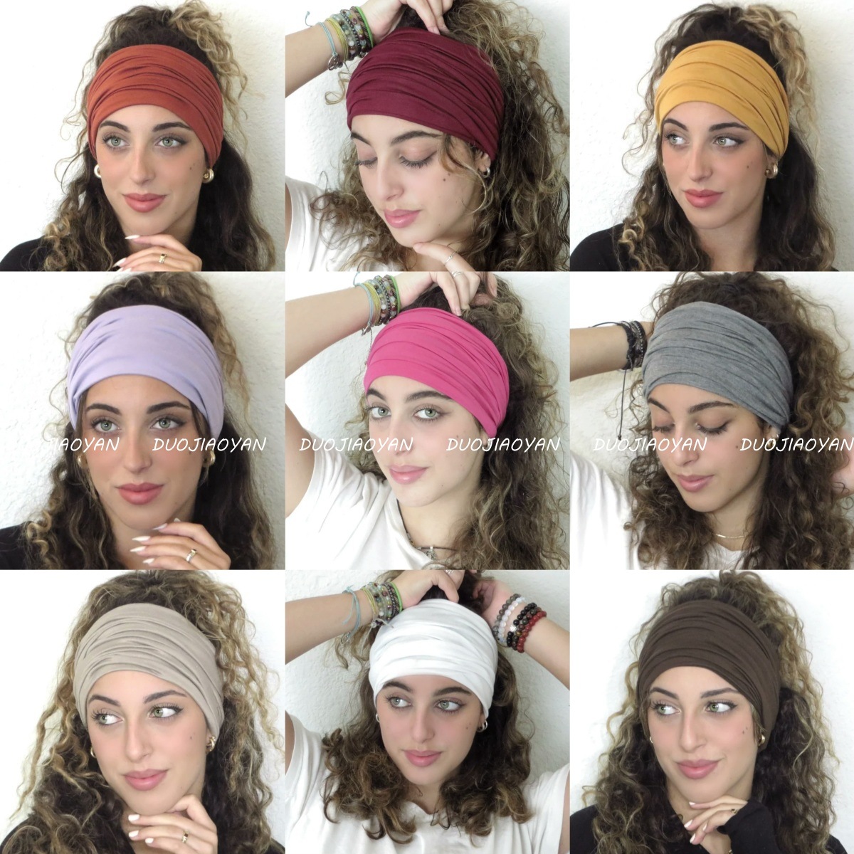 Spring and Summer New Solid Color Hairbands, Fashionable Knotted Elastic Wide-Brimmed Sports Headbands, European and American Cross-Border Women's Wholesale Ribbons