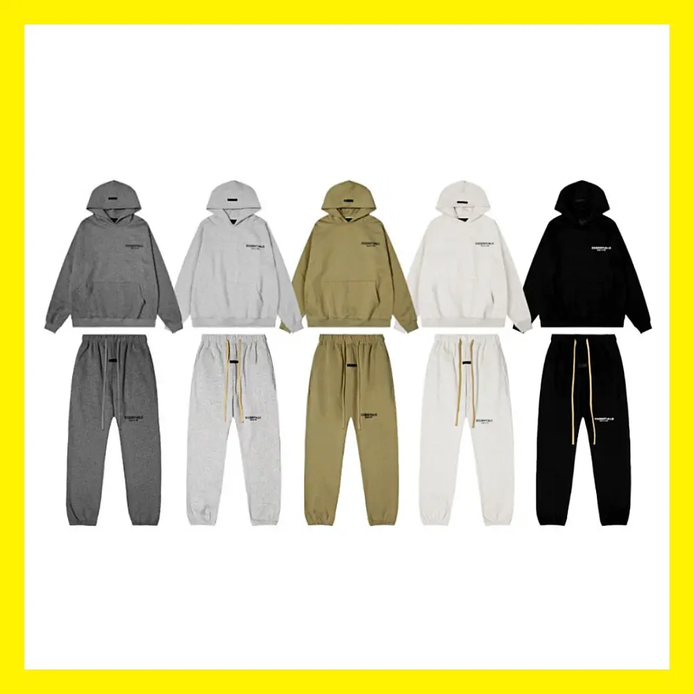 Fog Season 8 Essentials Trendy Brand Flocked Silicone Printed Couple Loose Hooded Sweatshirt Pants Suit
