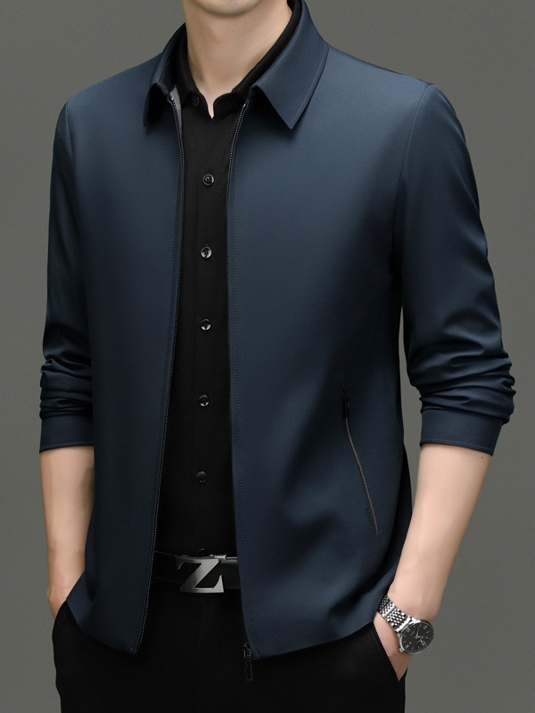 2024 spring and autumn middle-aged men's lapel thin jacket coat casual business simple cardigan jacket jacket