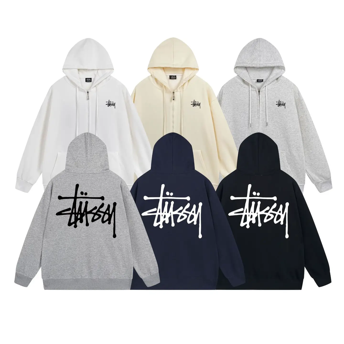Original Label Cross-Border Classic Printed Dice Skull Black Ball 8 Zipper Sweatshirt Stu West Youth Jacket Dropshipping