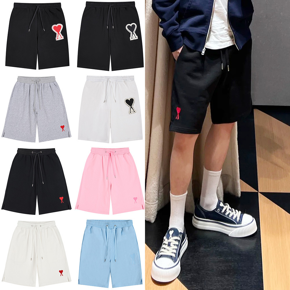 Five-Point Pants for Men and Women, Same Style Summer New Loose Straight Embroidered Love Casual Shorts for Couples