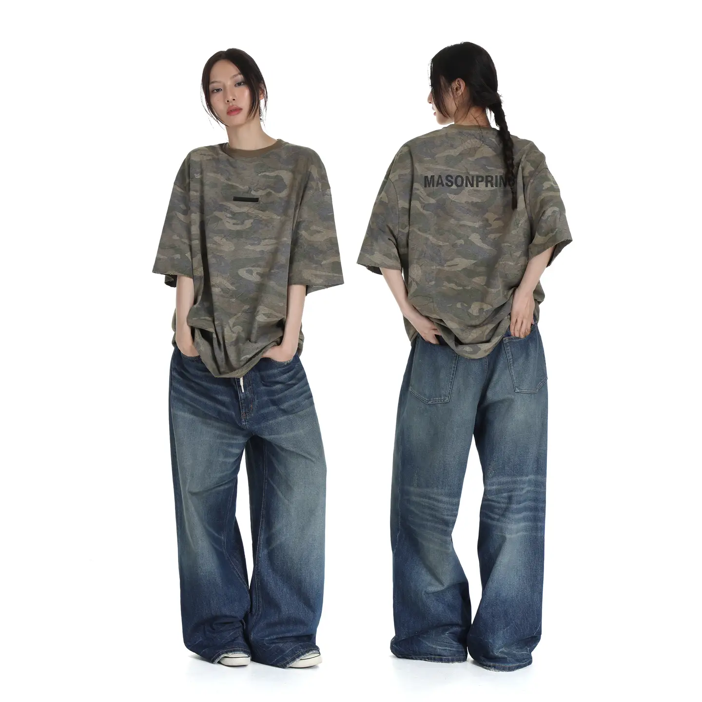 Masonprince Summer New arrival Positioned Silicone Y2K Faded Camouflage Effective Wash Loose Short Sleeve T-Shirt