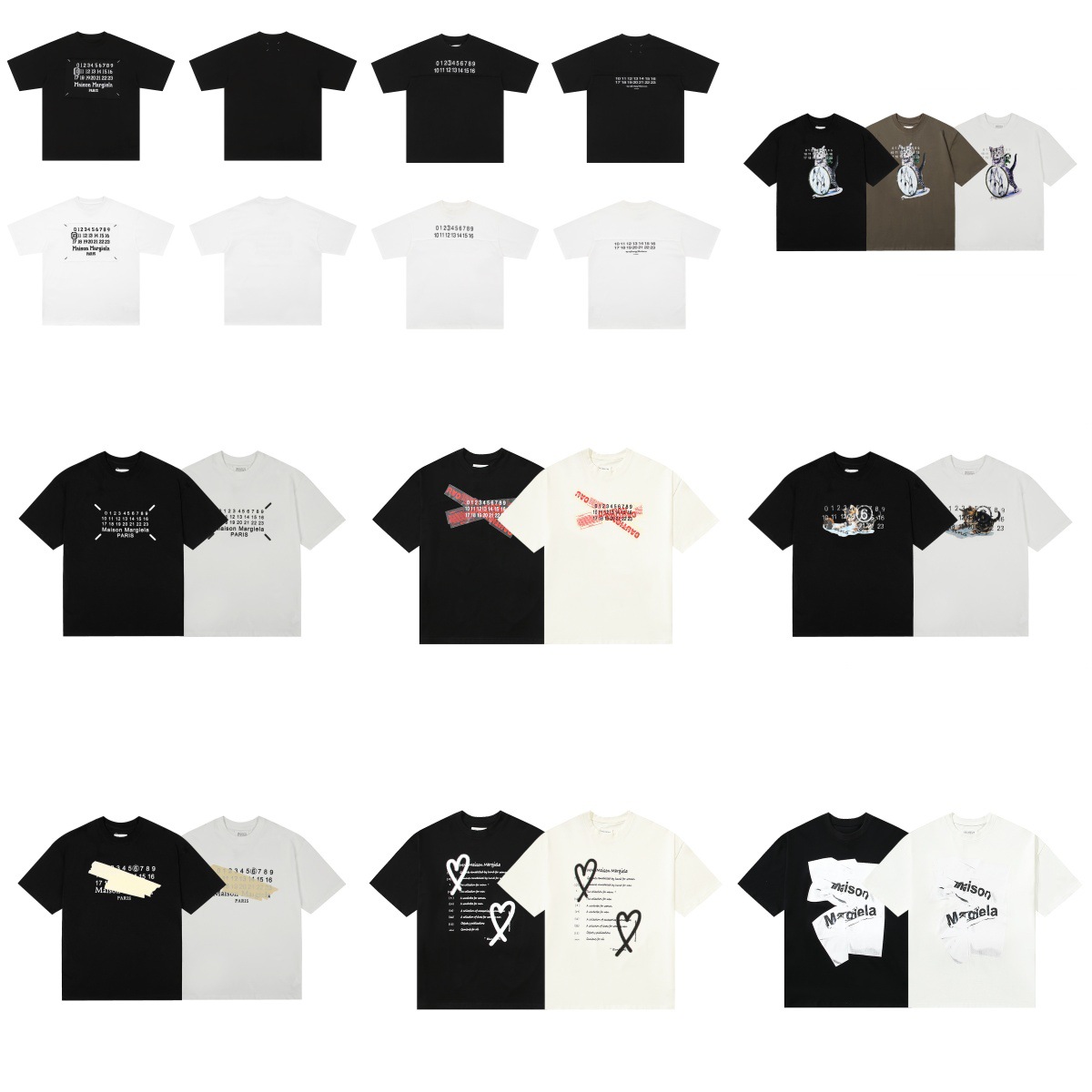 Maison Margiela Men's White Cat Print T-Shirt