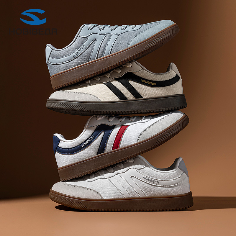 Hobibear Wide Toe Shoes Flat Casual German Training Shoes Lace-Up Lightweight Retro Style Sneakers Factory Direct Sales