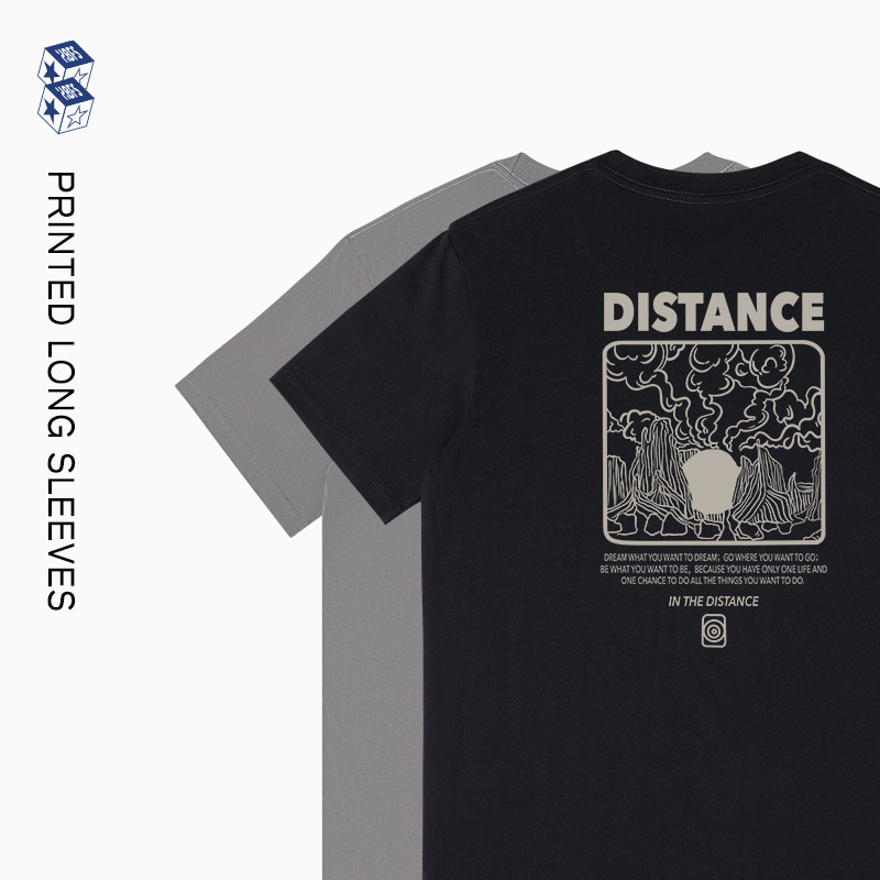 New short-sleeved men's T-shirt summer cotton simple casual 230g loose men's ins fashion men's top