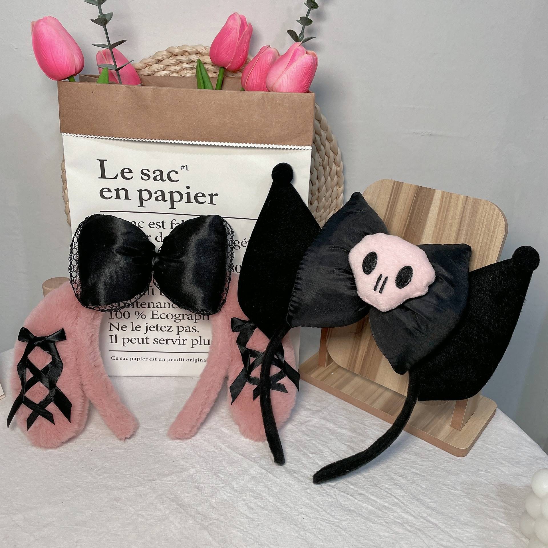 Melody Kuromi Black Ear Bow Headband Hair Accessory Sweet and Unique Photo Shoot Headband Hair Accessory