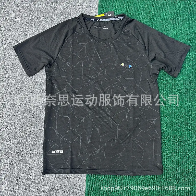外贸速干圆领短袖t恤男夏季户外登山运动跑步吸湿排汗速干男上衣