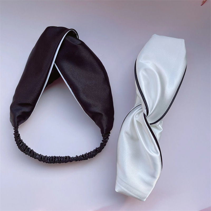 Crossed Elastic Headband with Imitation Silk Hair Tie, Hair Accessory for Women, Face Washing Headband, Hair Accessory in Stock
