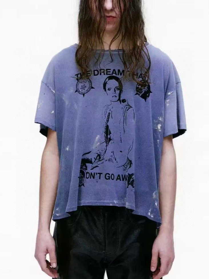 Enfants Riches Deprimes Erd Never Disappear Dream Distressed Letter Print Short Sleeve T-Shirt