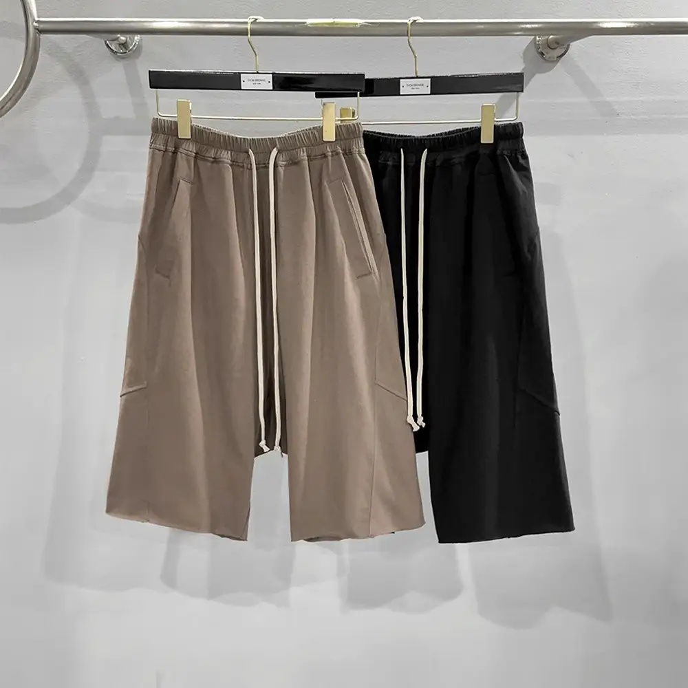 Subhuman Men's Dark Punk Patchwork Loose Harem Drop-Crotch High-Waisted Six-Point Pants for Teenagers