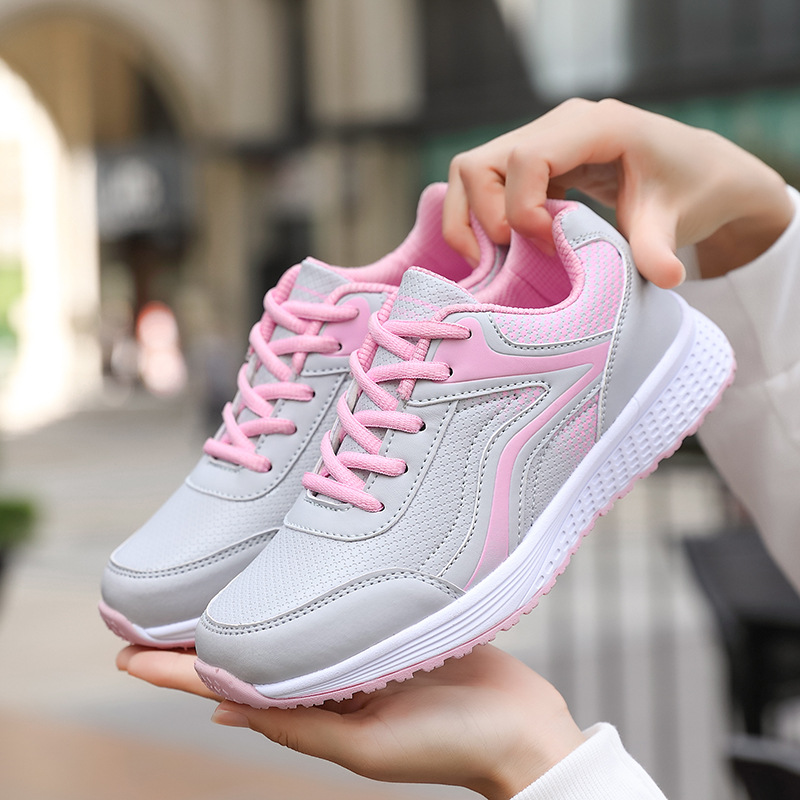 Spring and Autumn Women's Sneakers with Leather Surface, Waterproof, Flat Sole, Comfortable, All Black, Kfc Kitchen Non-Slip Work Shoes