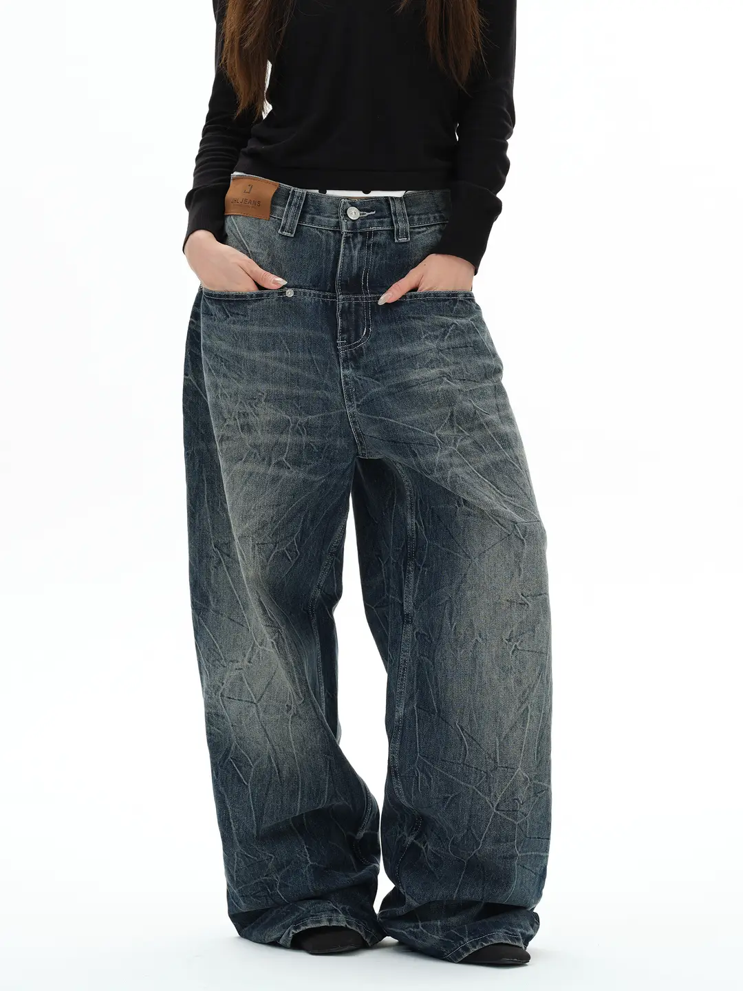 Tailang's Shop American Retro Loose Wide-Leg Starry Sky Pattern Jeans Men's Trendy Brand Cool High-End Pants Couple