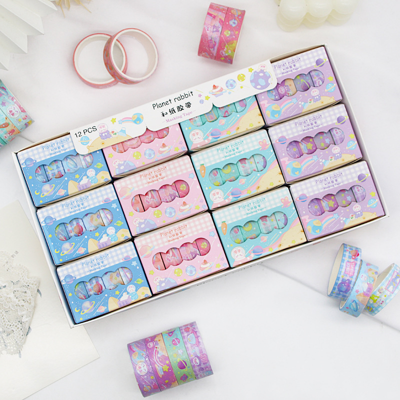 Space hand account tape sticker film set color and paper cartoon girl heart cute cheap hand account book gift box