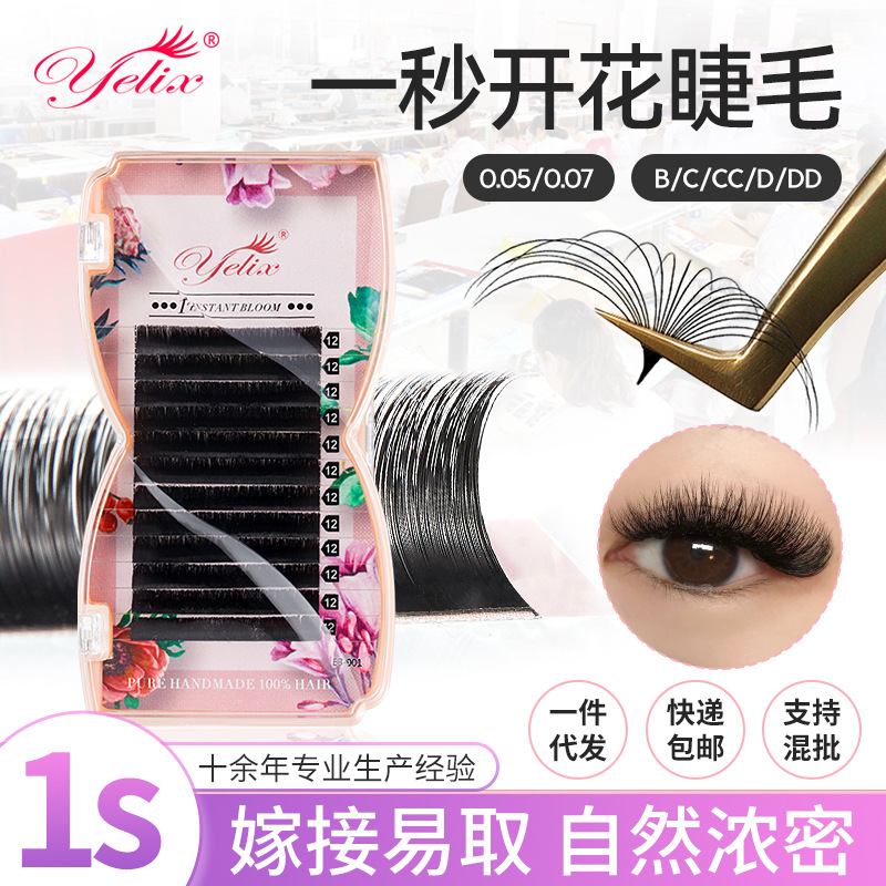 Yelix Cross-Border European and American Style Curled False Eyelashes, Natural Single-Strand Dense Arrangement, Bloom in One Second, Specialized for Grafting Eyelashes and Beauty Eyelashes