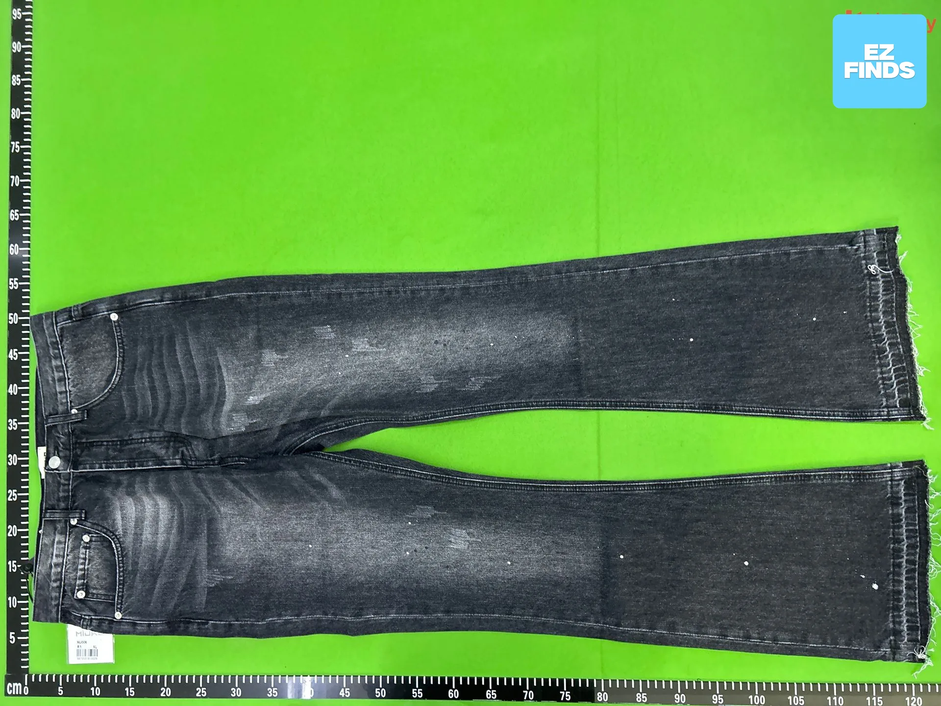 MIJKO men's women's splash ink micro-cat whiskers jeans men's and women's American style retro texture slim fit pants fashion — foto QC 2
