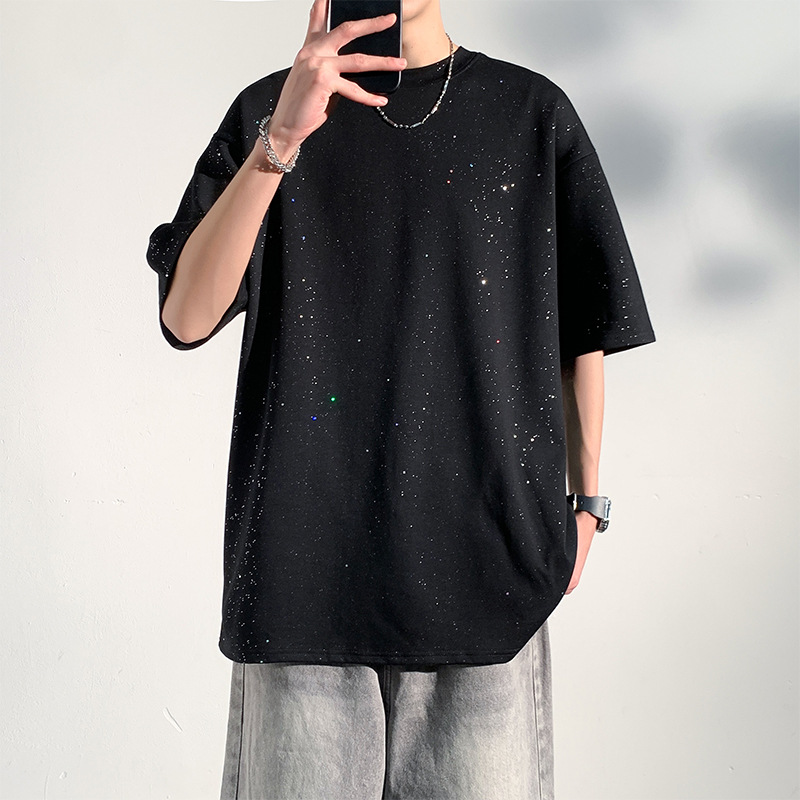 Gypsophila Short-Sleeved Men's T-Shirt Casual Male Student Summer American-Style Loose Comfortable Simple Versatile Half-Sleeved Top
