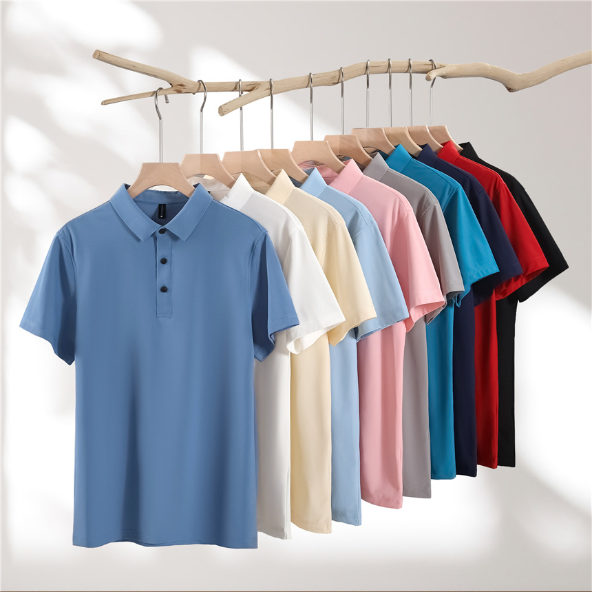 180g dynamic Pearl cotton 50D nylon lapel polo shirt solid color urban professional short sleeve t-shirt printed LOGO