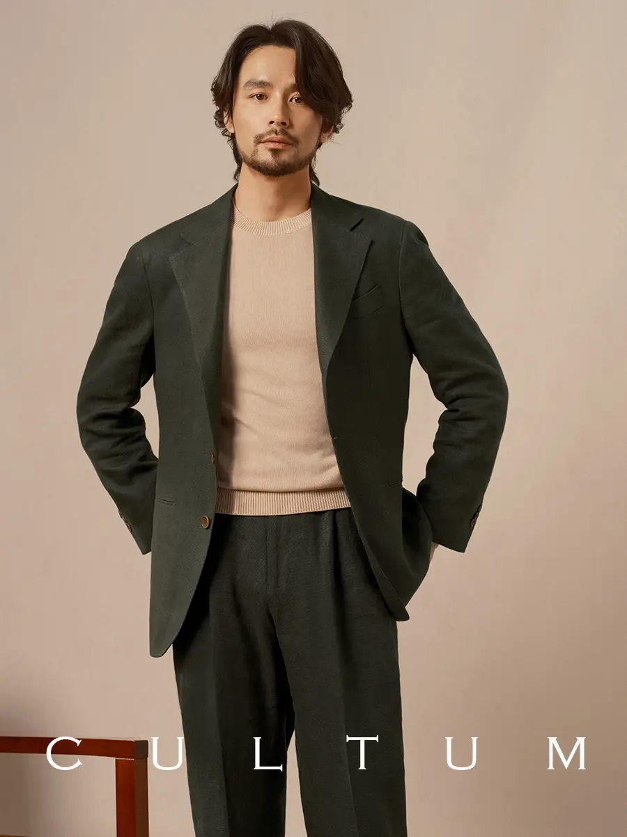 Cultum Italian Naples French Linen Casual Suit Men's Spring and Summer Thin Single-Breasted Breathable Suit