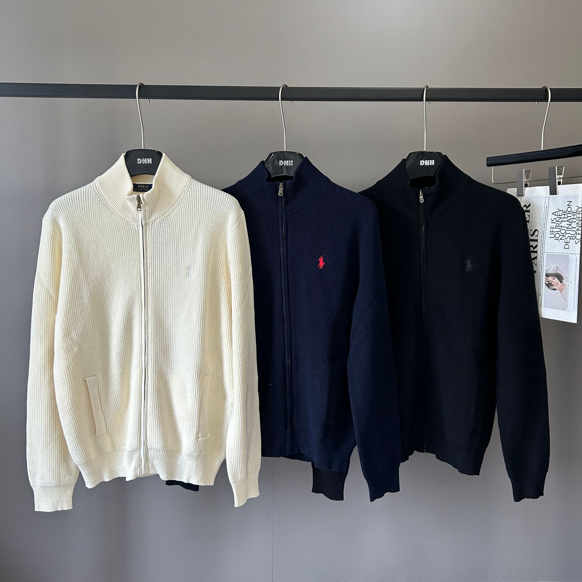 Rl Embroidered Pony Cotton Knit Zip-Up Cardigan Sweater Couple's Outfit Elegant Fashion Versatile Stand Collar Long Sleeve Inner Wear QC-foto från 1688 på Qualit.ly