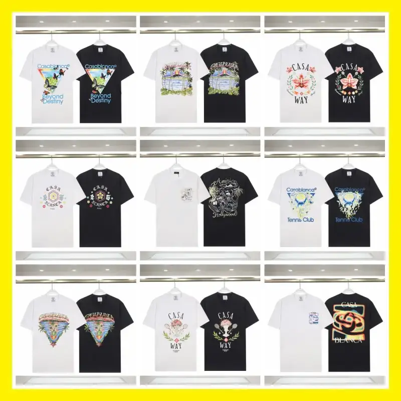 Cross-Border Export New Summer Trendy Brand Casa Letter Print Casual Loose Short-Sleeved Men's and Women's T-Shirts