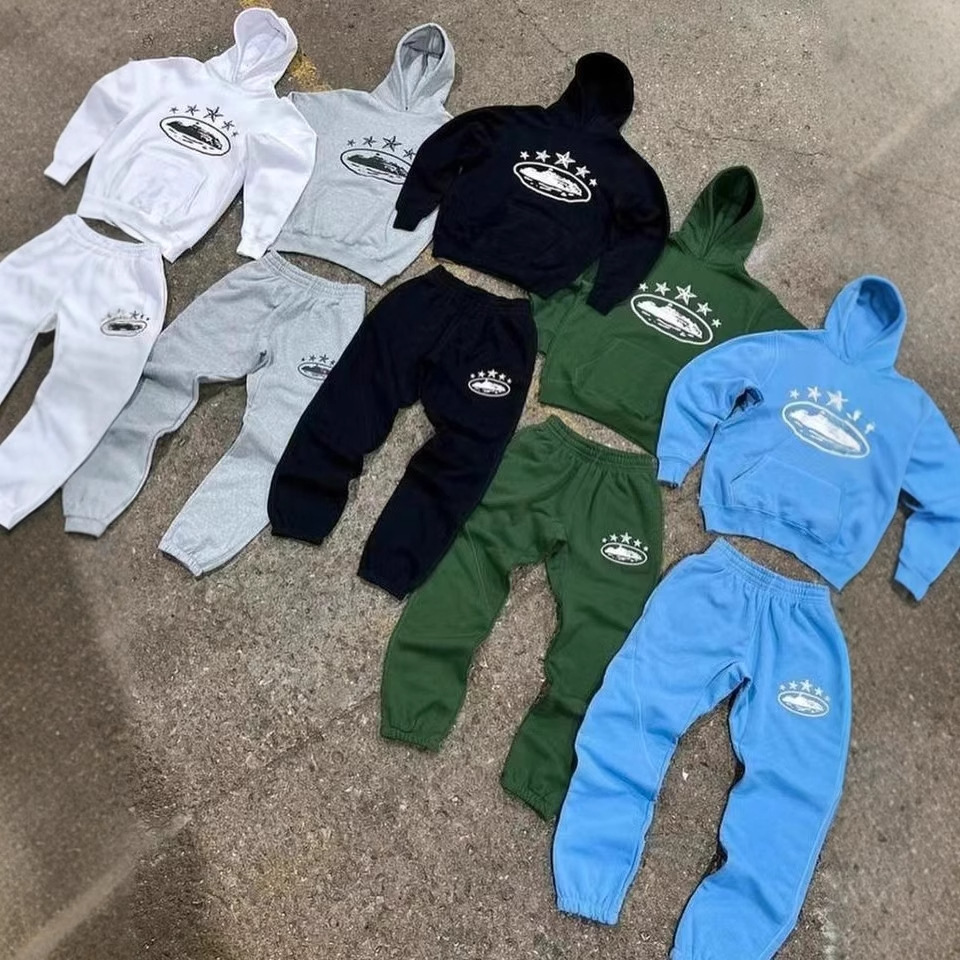 New Alcatraz Series with Corteiz Devil Jacket Hoodie Loose Sports Casual Versatile Set