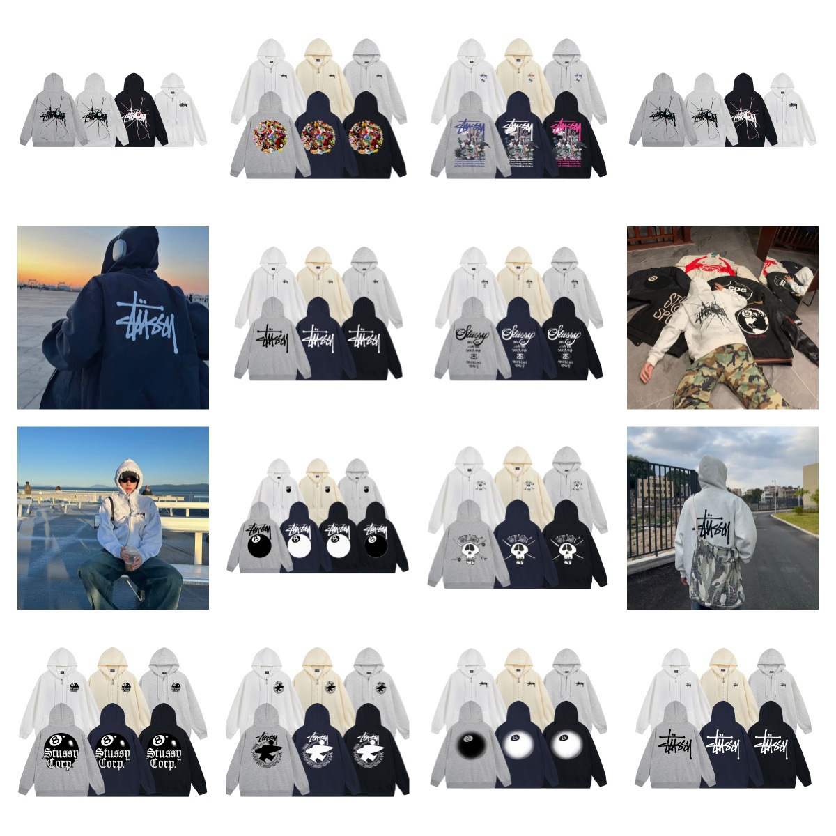 Cross-Border Stussy Men's and Women's Zip-Up Sweatshirts, Autumn and Winter Loose-Fitting 380g High-Quality Jackets, Dropshipping