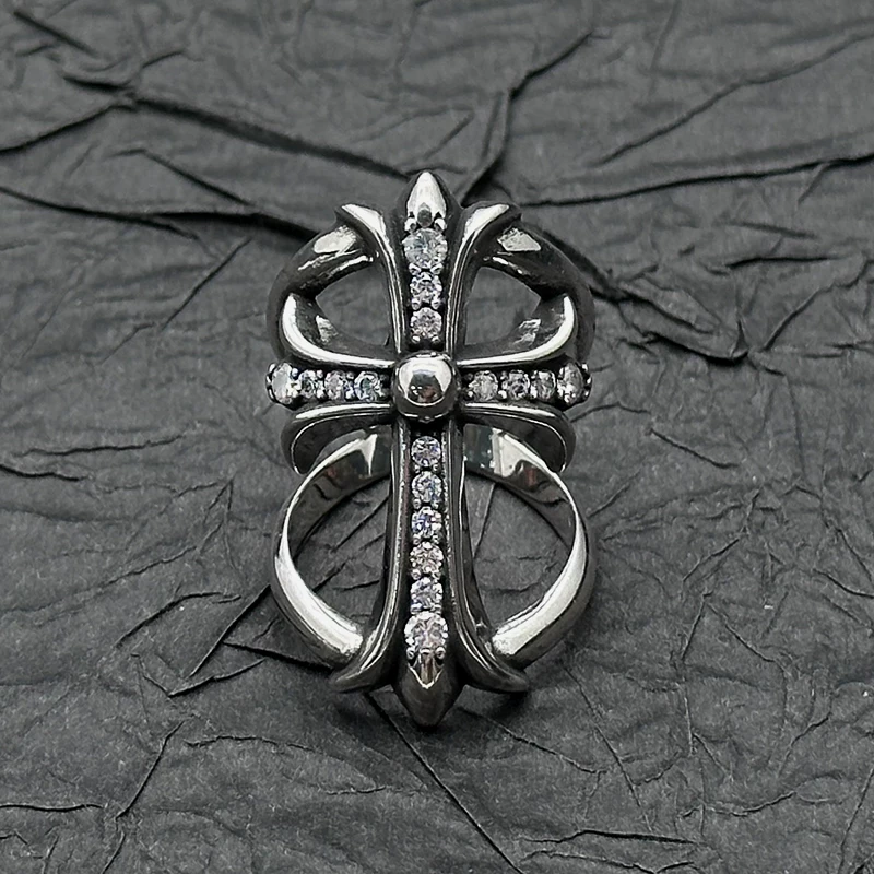AETEEY Cross Ring New Popular Couple Pair Ring, niche, obscure, high-end, men's and women's tail rings