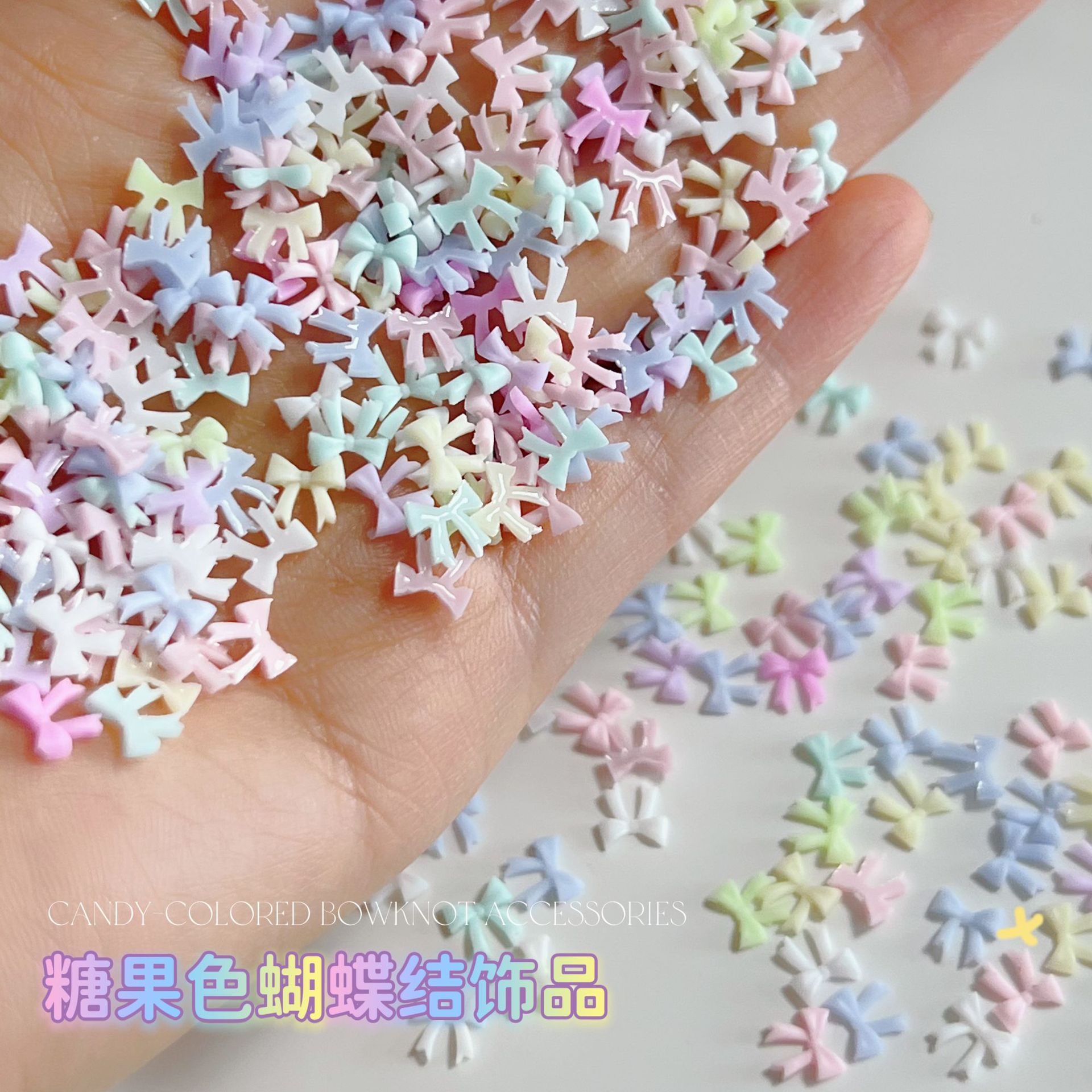 Resin Candy-Colored Bow Nail Art Accessories Trendy French Mini Bow DIY Nail Decoration Accessories