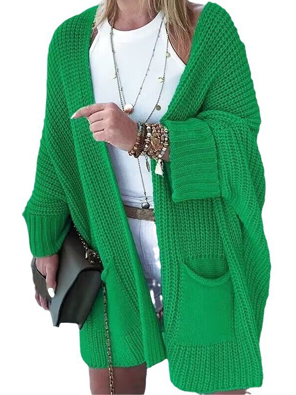 Solid Color New Knit Sweater for Women, Amazon Cardigan, Commuter Style, Loose Mid-Length Coat, Plus Size Casual Knitwear