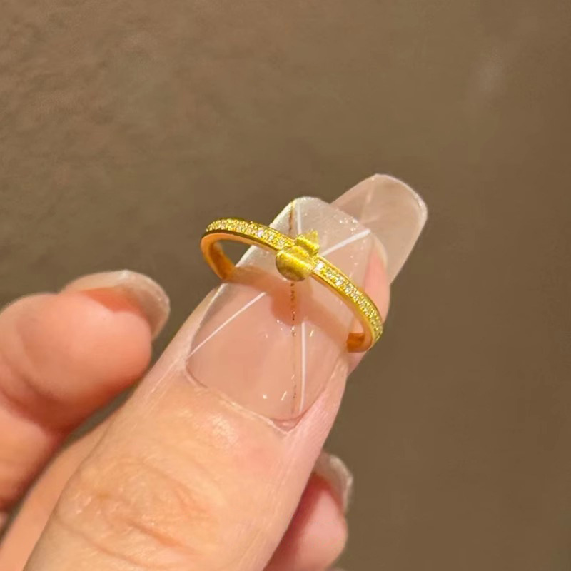 Little Red Book Explosions New Chinese-style Folu Gourd Ring Women's National Style Elegant Golden Wire-drawing Gourd Open Ring Tide
