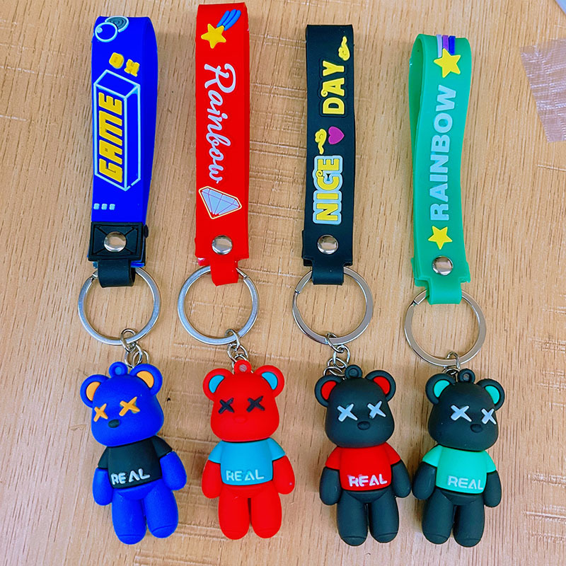 Trendy Internet Celebrity Keychain Wholesale Cute Backpack Pendant Lightning Bear Silicone Doll Cross-Border Gift Toy Present