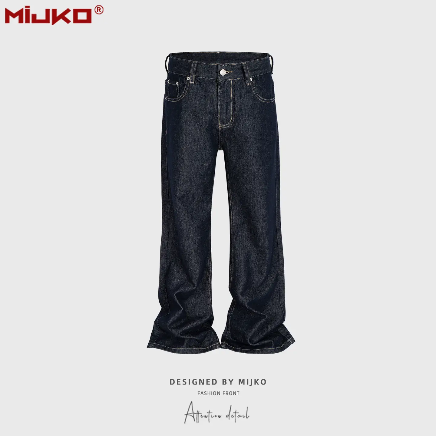Original Denim Dark Blue Flared Wide-Leg Pants Unisex Slim-Fit Vintage American High Street Multi-Size Trendy Jeans