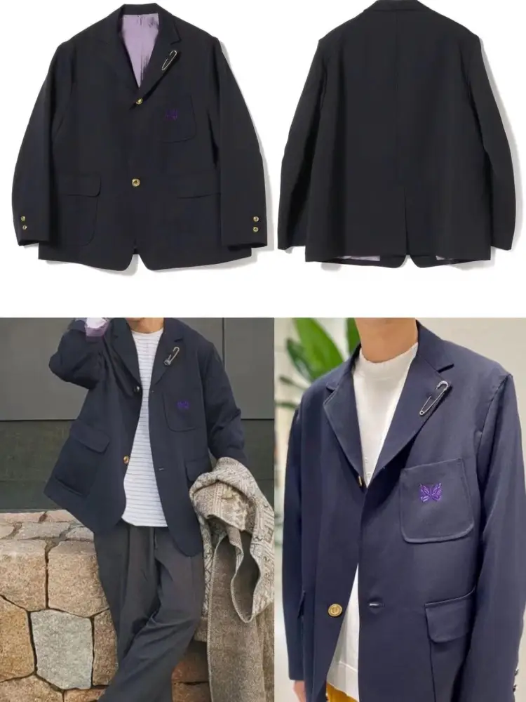 Needles X Bea Butterfly Embroidered Collar Pin Casual Loose Unisex Trendy Jacket Suit