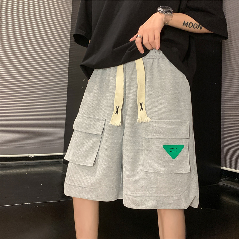 Waffle Shorts Men's Summer Trendy Brand ins American Style Retro Casual Pants Street-fried Sports-style Loose Half-length Pants