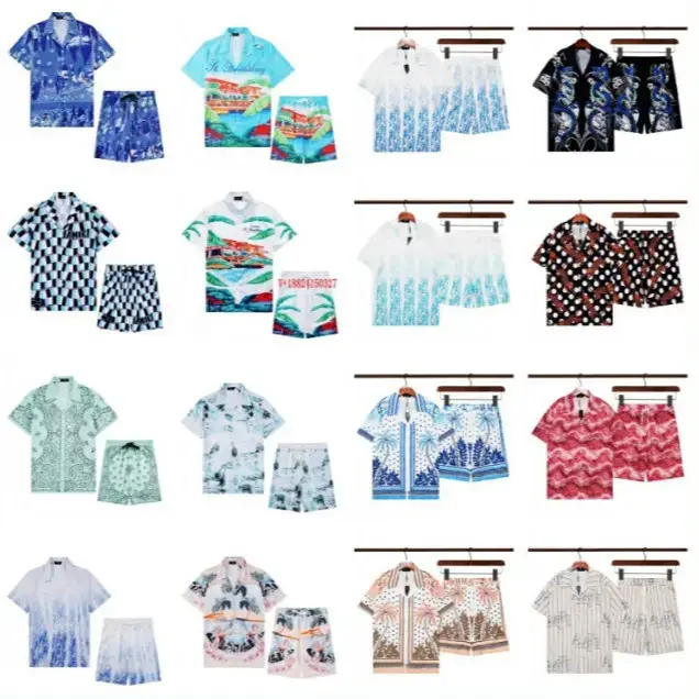 A m m foreign trade wholesale ri independent station 24 new short sleeve printed shirt retro Hawaiian shorts couples suit