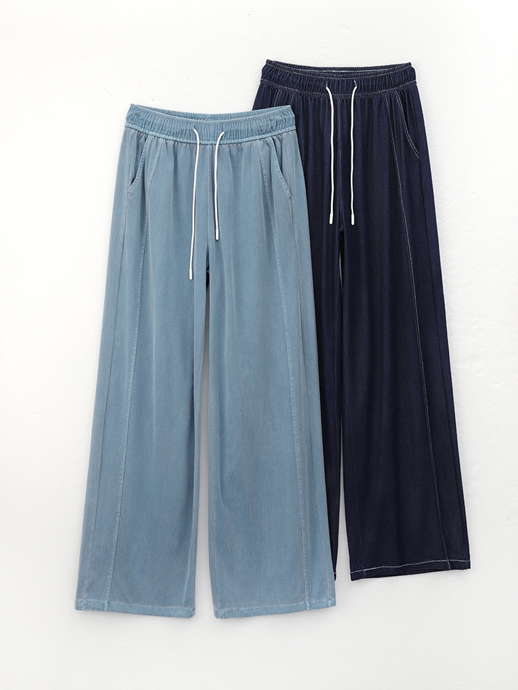 Tencel Jeans Women's Summer Thin High-Waisted Slimming Loose Lazy Style Slimming Wide-Leg Yamamoto Straight Pants