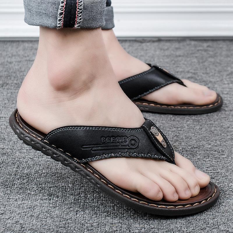 Beijiang Wolf Flip-flops Men's Non-slip Waterproof Summer Men's Sandals Men's Outdoor Stylish Beach Leather Sandals Men's Trendy