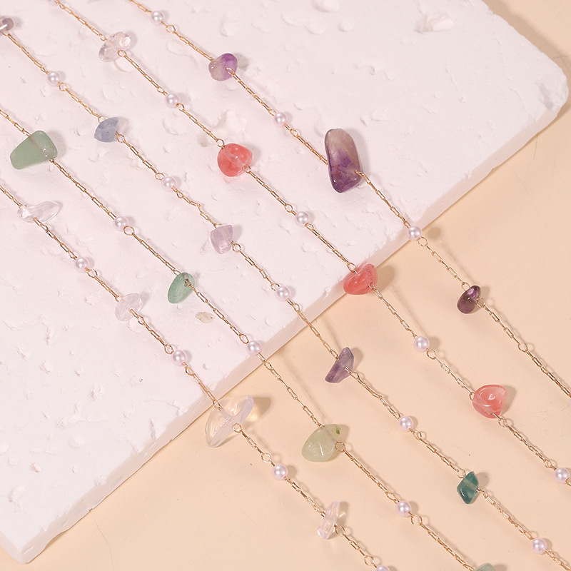 DIY Chain Natural Asymmetrical Gravel Pearl Chain Color-Preserving Copper Chain Bracelet Necklace Clothing Accessories