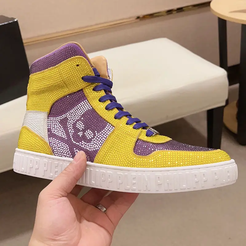 Hot Diamond High-Top Shoes for Men, Accessible Luxury Cowhide, High-End Fashion, High-End Trendy Brand Sneakers, European Station New Martin Shoes for Men