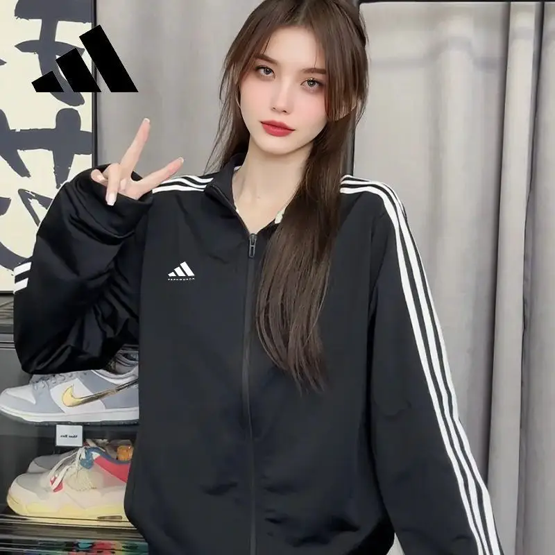 Adidas Adidas Spring Outwear Women's 25Th New arrival Stripes Trendy Student Outwear Stand Collar jacket Sports