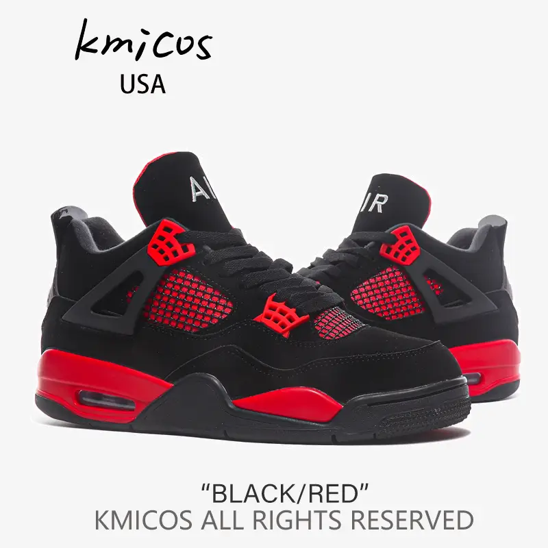 Aj4 Kmicos Official Website Air Men's and Women's Shoes Red Thunder Summer Cushioning Leather Joe 4 Basketball Sports Couple Shoes