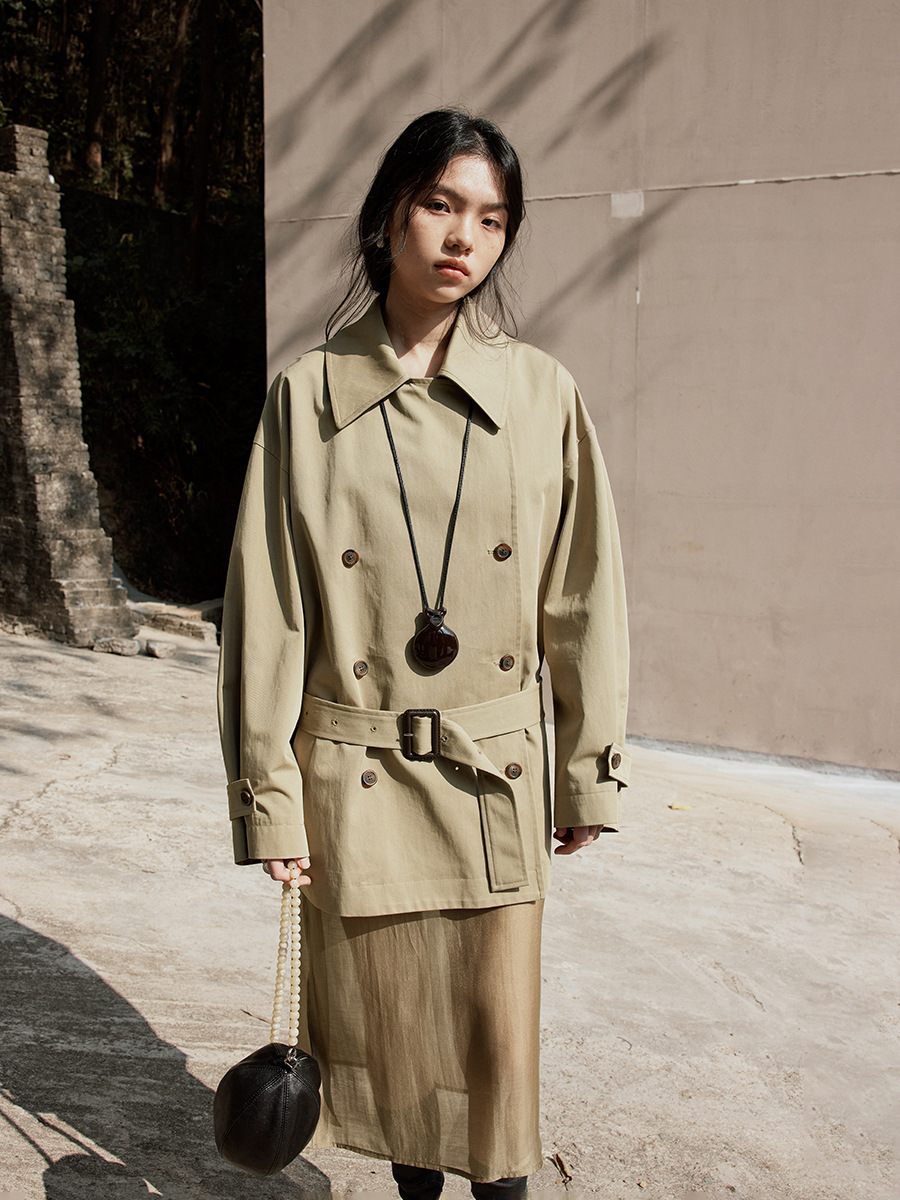 Love and Nancy Thirteen Lines 2026 Spring/Summer Korean Style British Chic Commuter Double-Breasted Trench Coat 04095