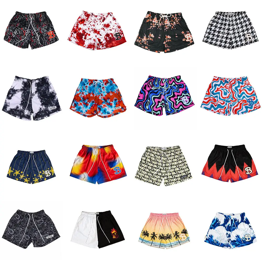 American fashion brand BKTSQD shorts sports basketball shorts European and American mesh breathable running casual quarter pants